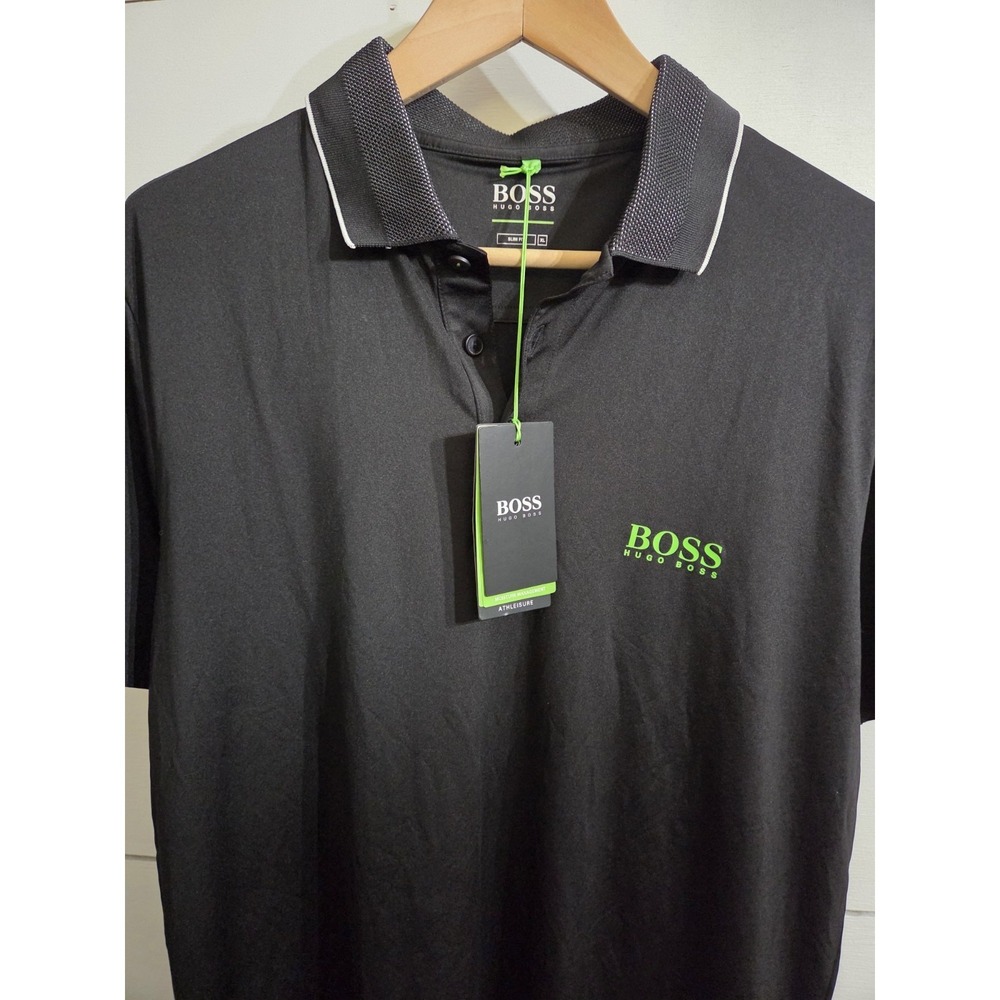 Boss Hugo Boss Men's XL Black Paule Slim Fit Stretch Cotton Blend Polo Shirt XL